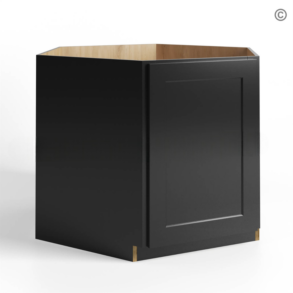 Black Shaker Corner Sink Base Cabinet