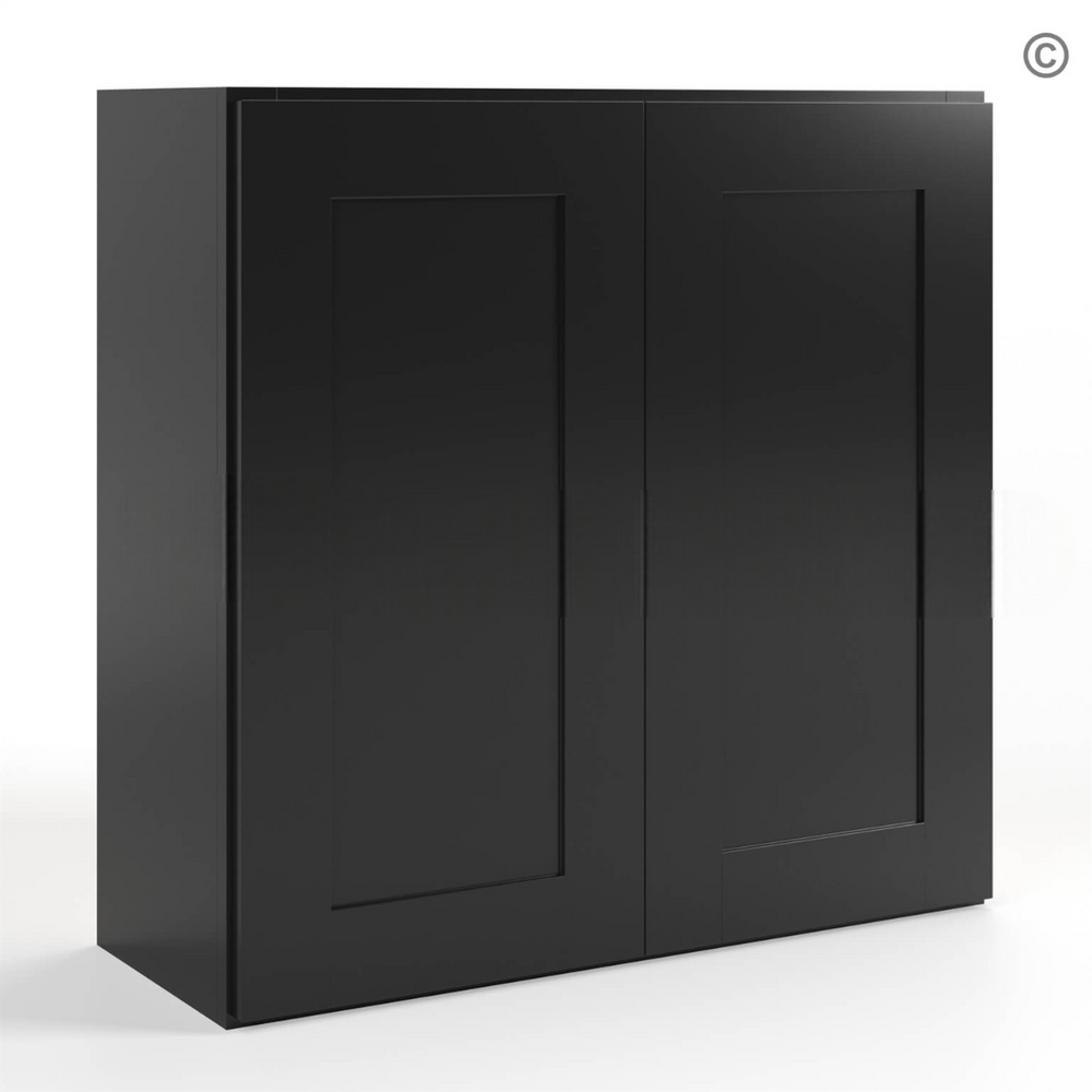 Black Shaker 30″ H Double Door Wall Cabinet