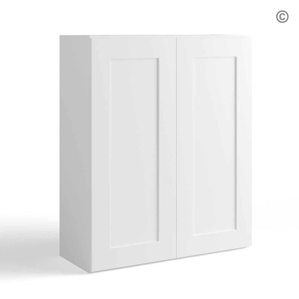 White Shaker 36″ H Double Door Wall Cabinet