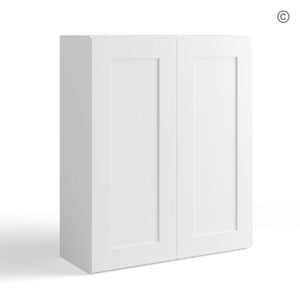 White Shaker 36″ H Double Door Wall Cabinet