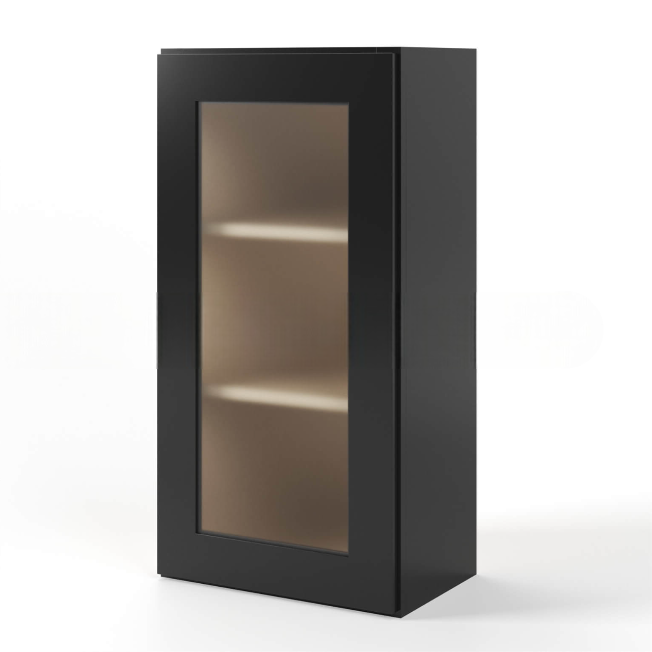 Black Shaker 36″ H Single Door Wall Cabinet with Glass Door