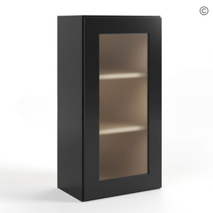 Black Shaker 36″ H Single Door Wall Cabinet with Glass Door