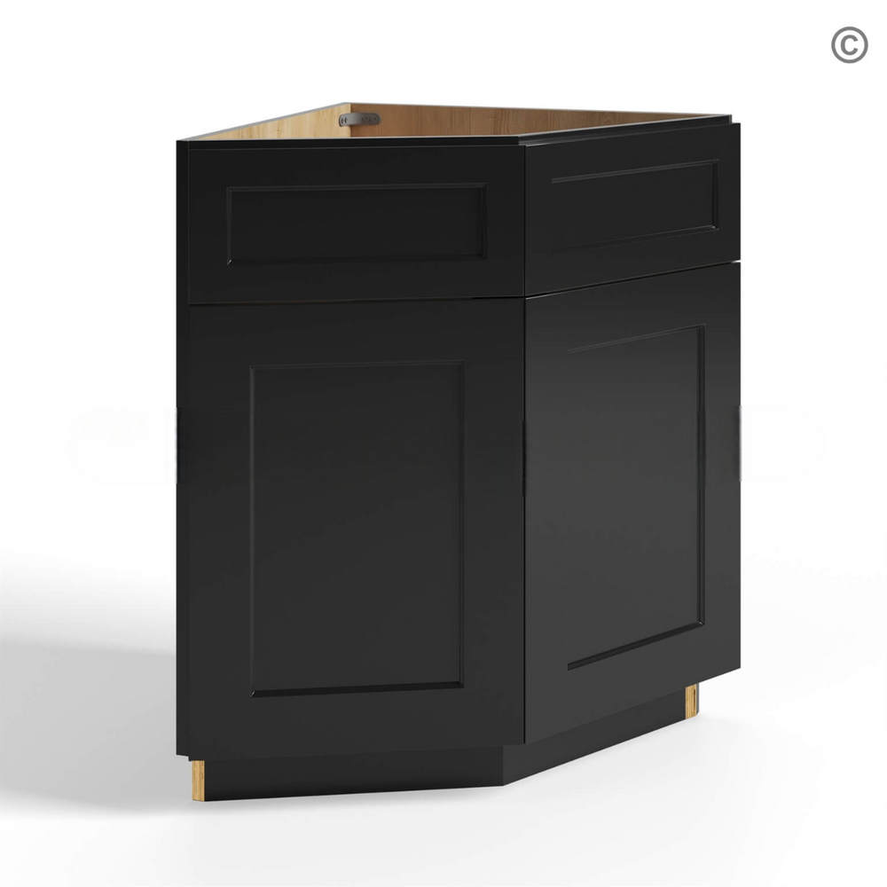 Black Shaker Base End Corner Cabinet