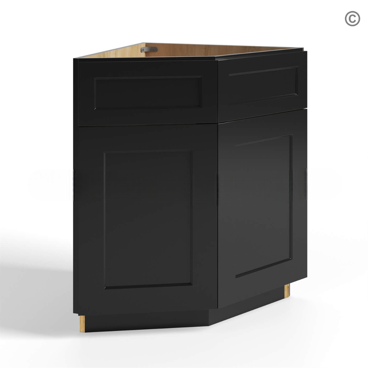 Black Shaker Base End Corner Cabinet