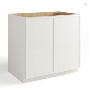 Dove White Slim Shaker Base Cabinet Double Doors Full Height
