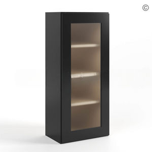 Black Shaker 42″ H Single Door Wall Cabinet with Glass Door