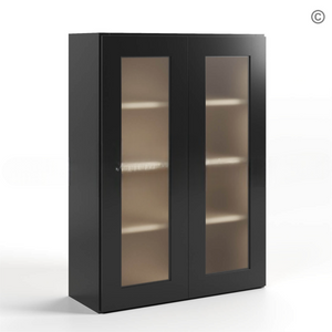 Black Shaker 42″ H Double Door Wall Cabinet with Glass Doors