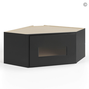 Black Shaker 12″x 24″ Diagonal Corner Wall Shelf with Glass Door