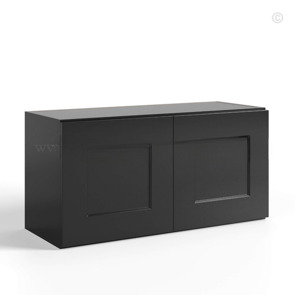 Black Shaker Double Door Wall Cabinets- 15″H – 12″D