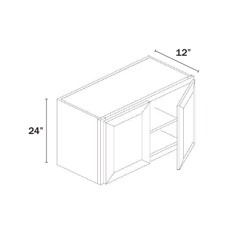 Black Shaker Double Door Wall Cabinets- 24″H, 12″D