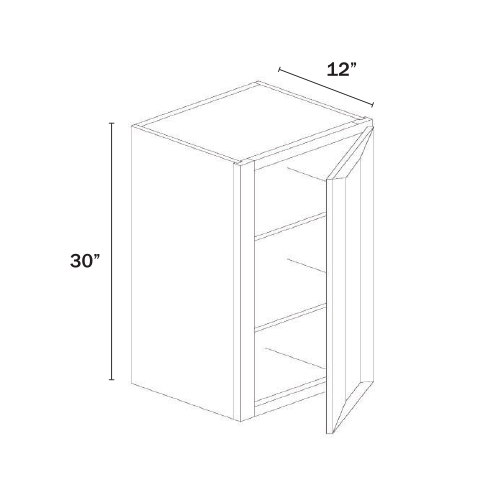 Black Shaker Single Door Wall Cabinet – 30″H – 12″D