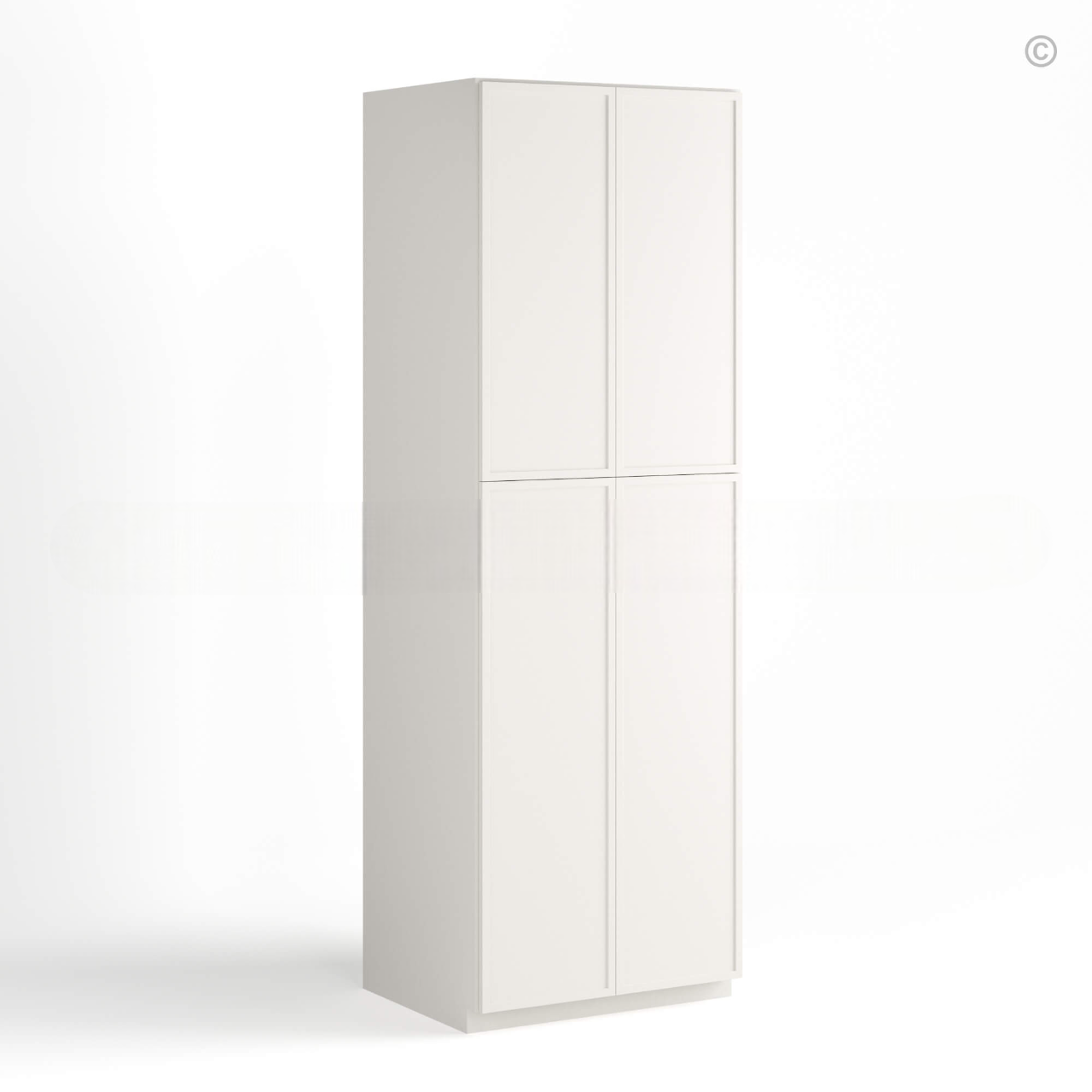 Dove White Slim Shaker Tall Pantry Cabinet with 4 Doors