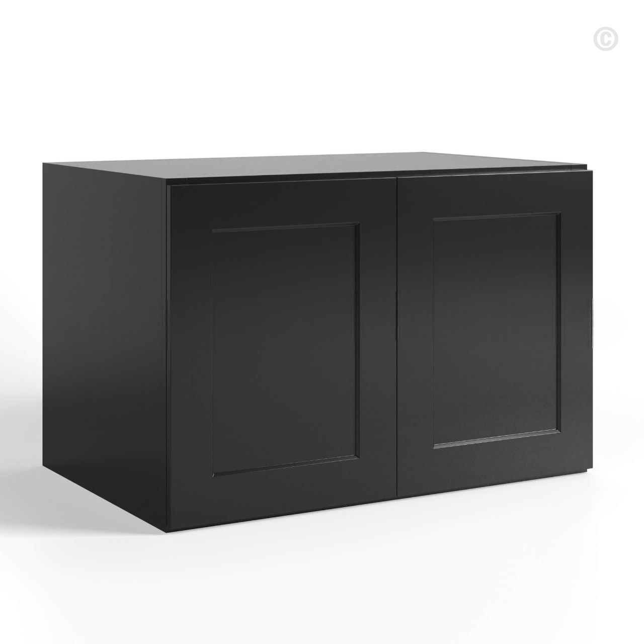 Black Shaker Double Door Wall Cabinets- 24″H, 12″D