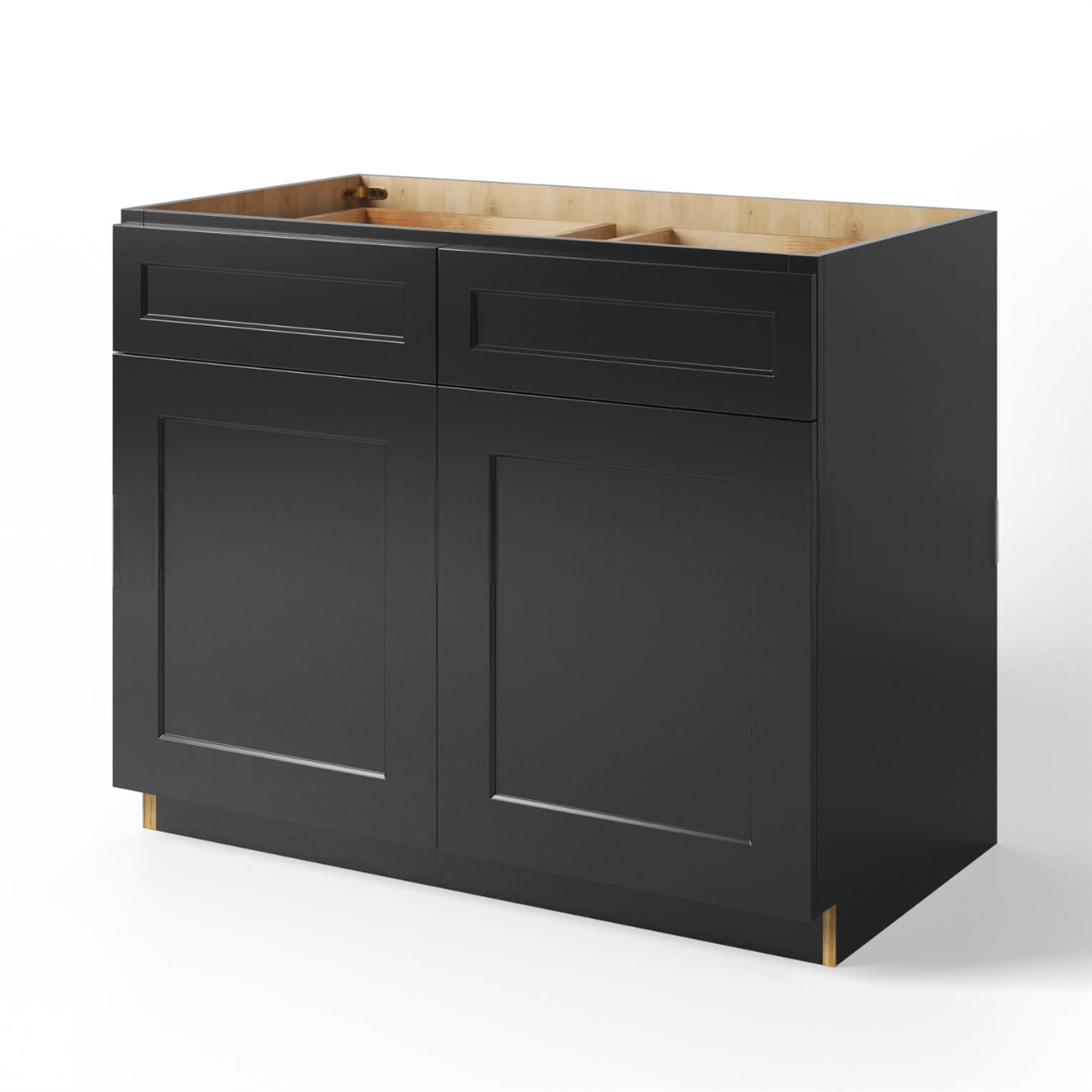 Black Shaker Base Cabinet Double Doors and Double Drawer