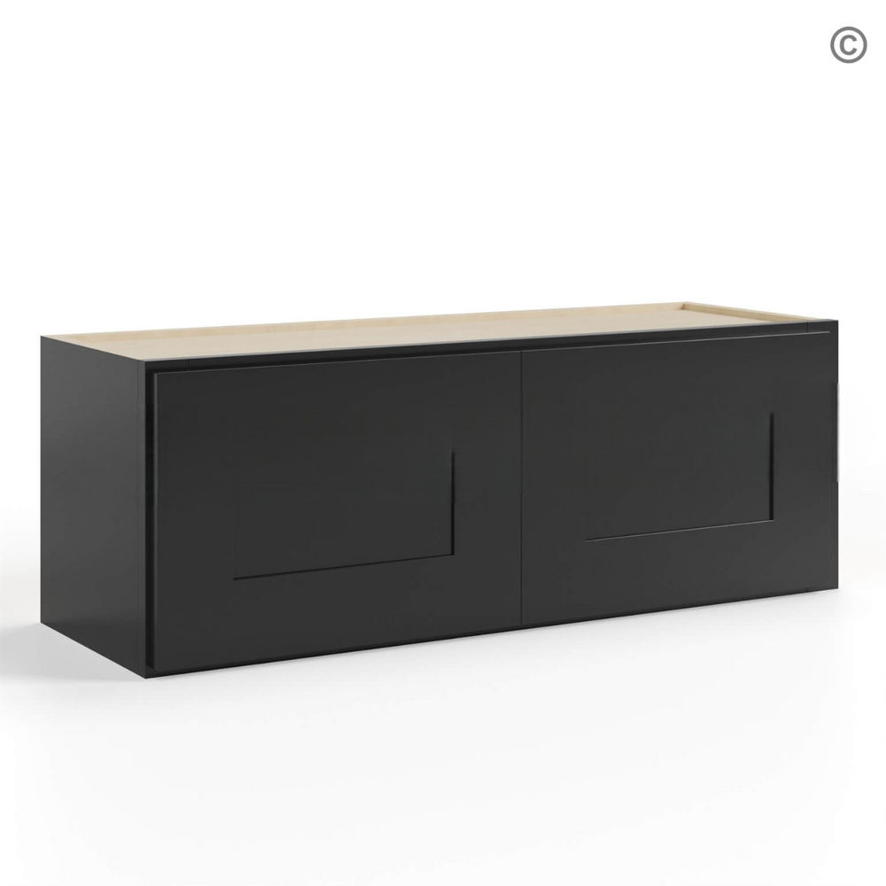 Black Shaker 12″ H Double Door Wall Cabinet