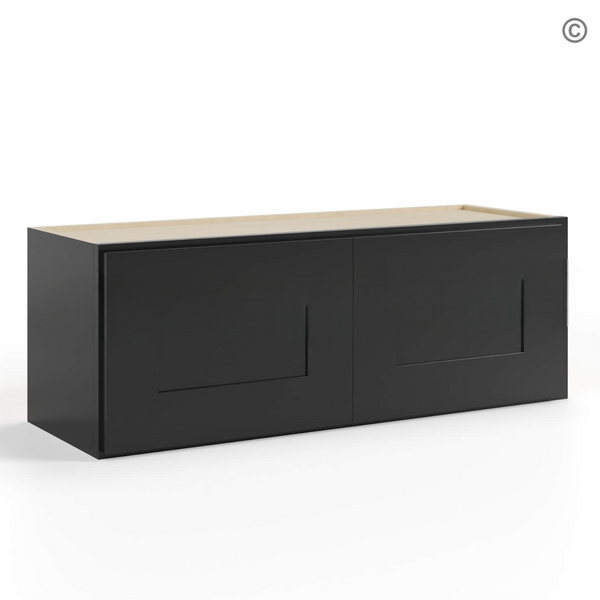 Black Shaker 12″ H Double Door Wall Cabinet