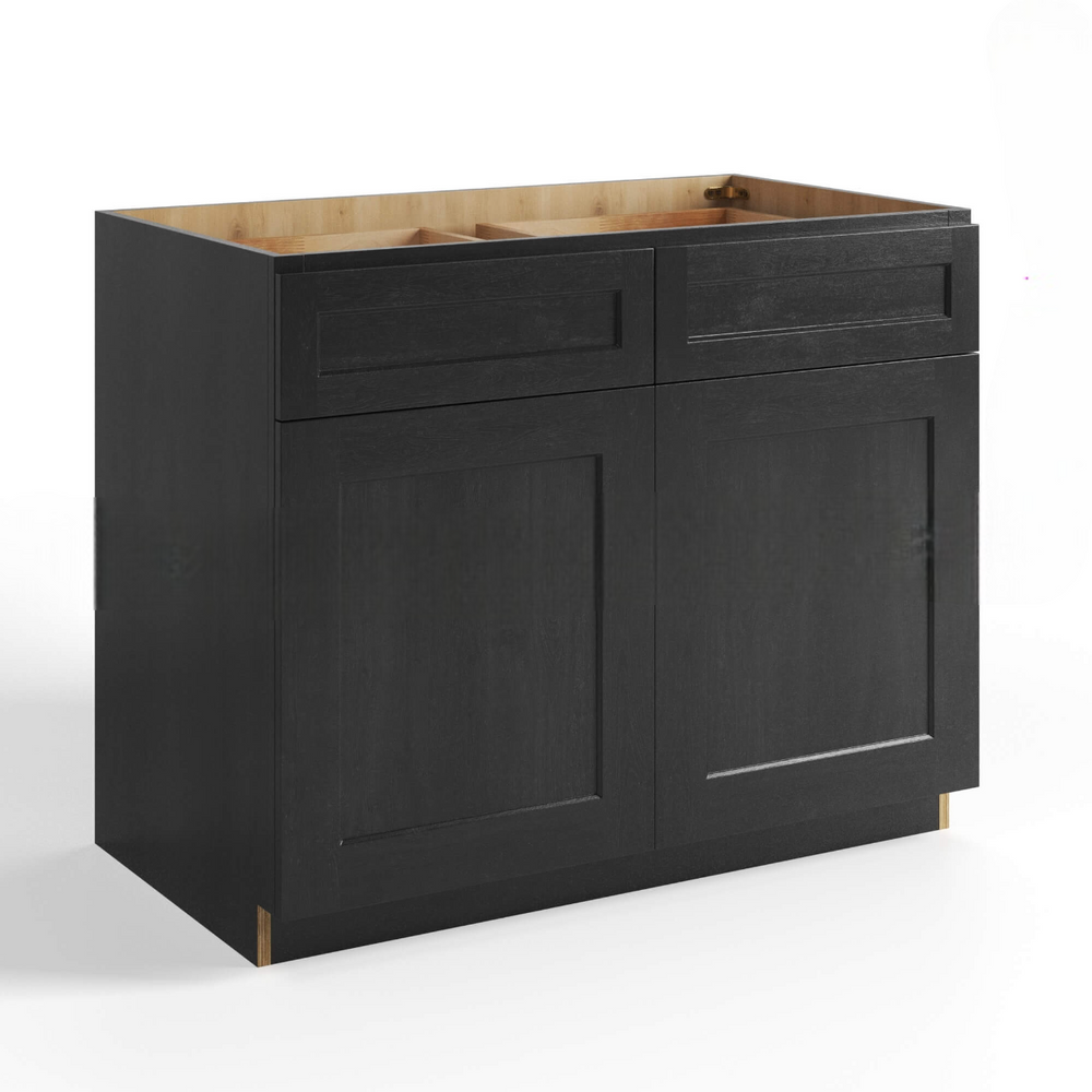 Slate Grey Shaker Base Cabinet Double Doors & Double Drawer