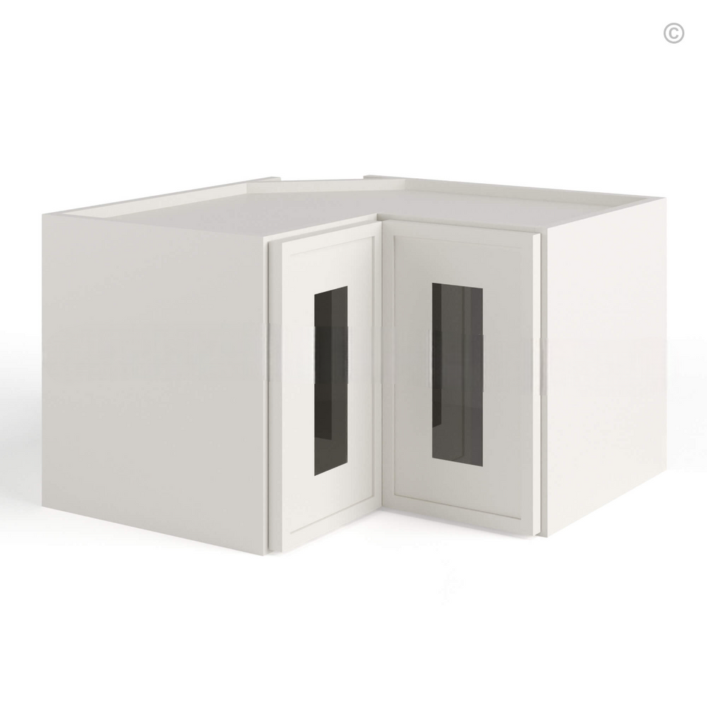 Dove White Slim Shaker Easy Reach Wall Cabinet with Glass Door