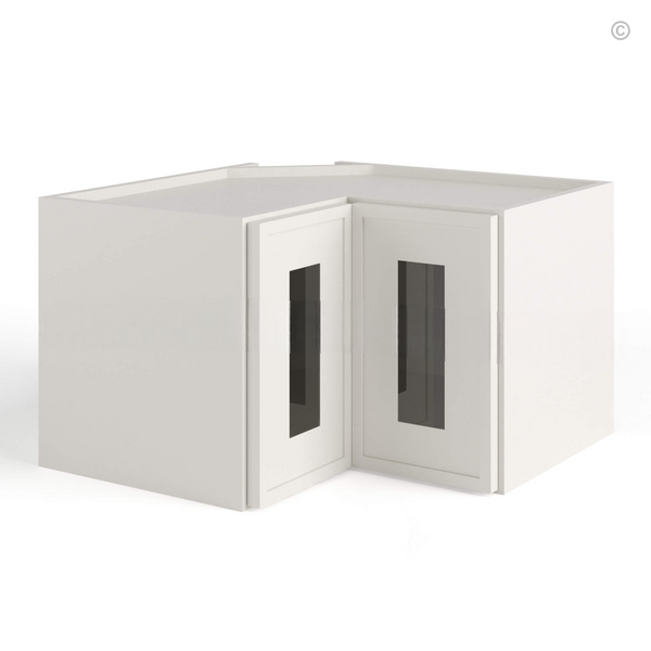 Dove White Slim Shaker Easy Reach Wall Cabinet with Glass Door