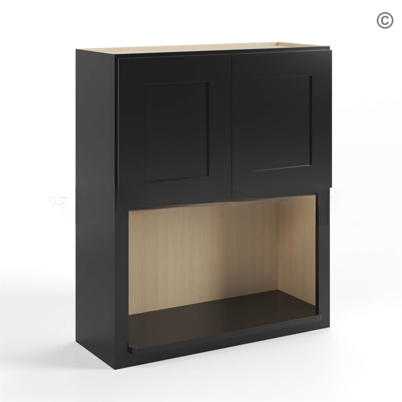 Black Shaker Microwave Wall Cabinet