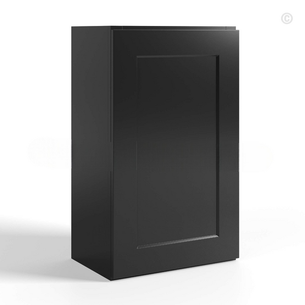 Black Shaker Single Door Wall Cabinet – 30″H – 12″D