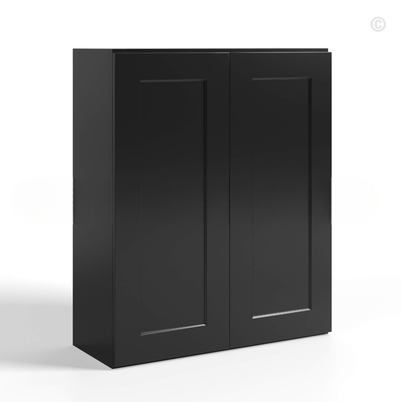 Black Shaker Double Door Wall Cabinets- 30″H, 12″D