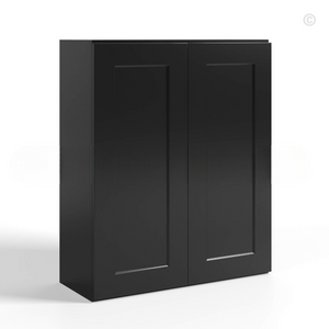 Black Shaker Double Door Wall Cabinets- 30″H, 12″D
