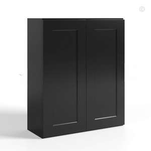 Black Shaker Double Door Wall Cabinets- 36″H, 12″D