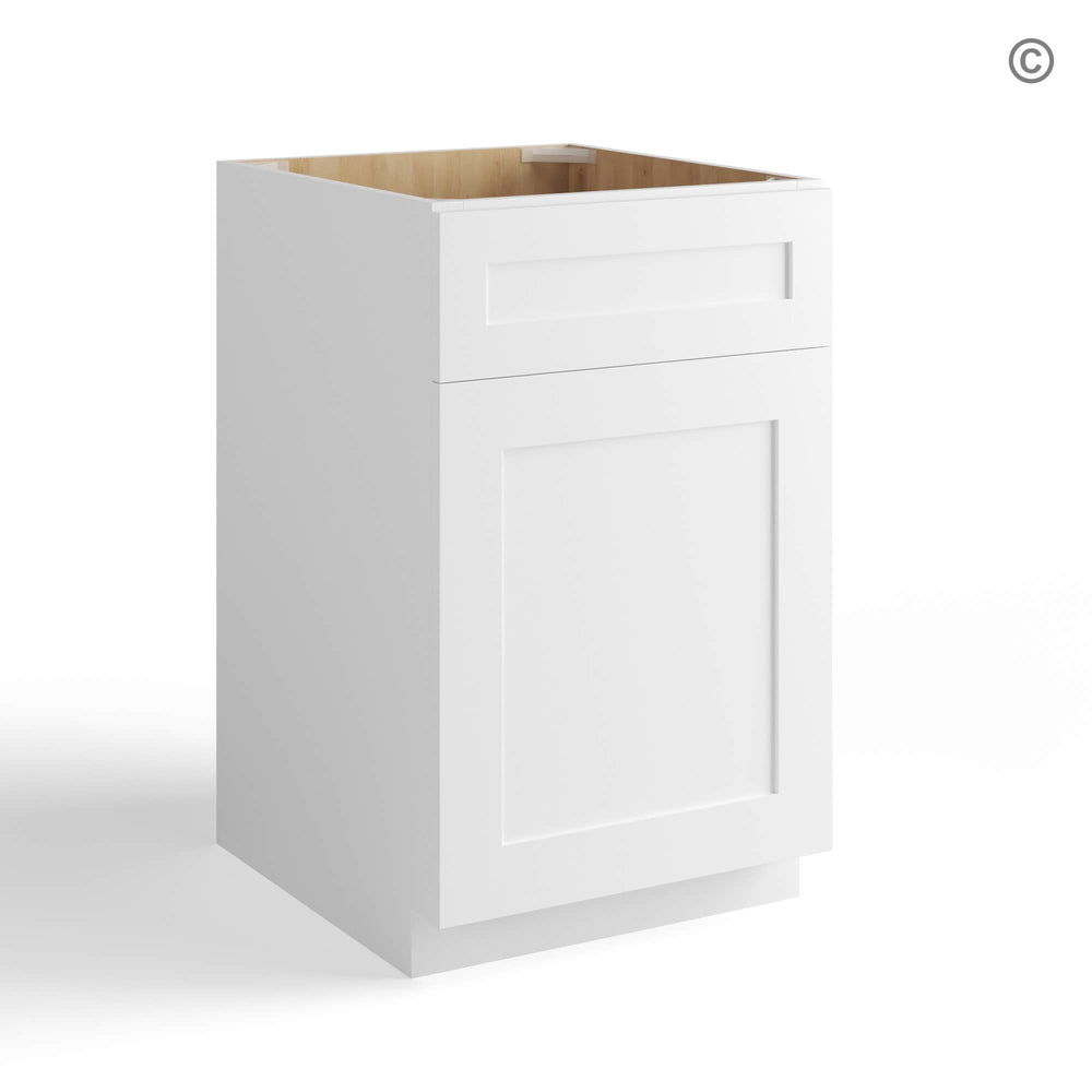 White Shaker Base Cabinet with Single Door & Drawer