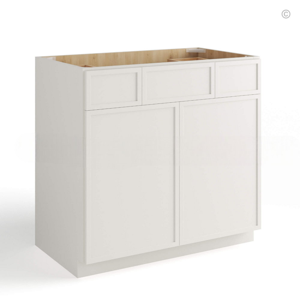 Dove White Slim Shaker Vanity Sink Drawer Base Cabinet
