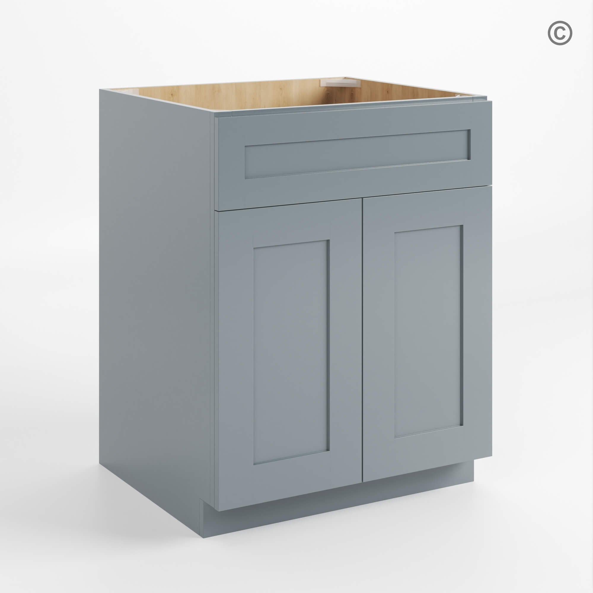 Gray Shaker Base Cabinet with Double Doors & Single Drawer