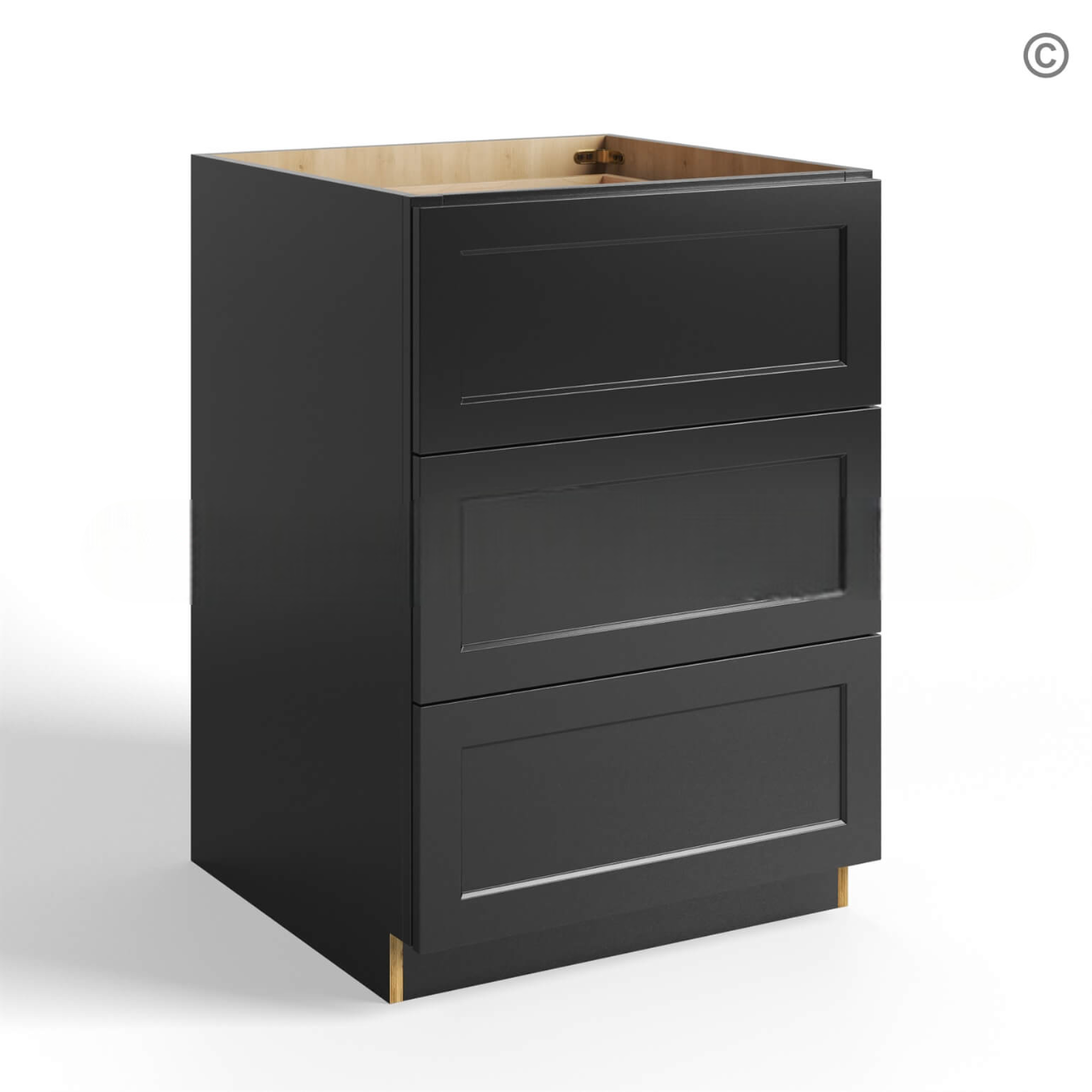 Black Shaker Base cabinet with 3 Drawers