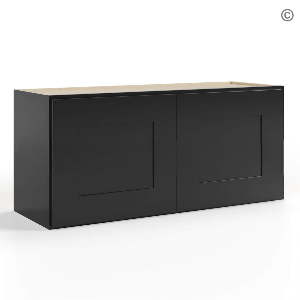 Black Shaker 15″ H Double Door Wall Cabinet