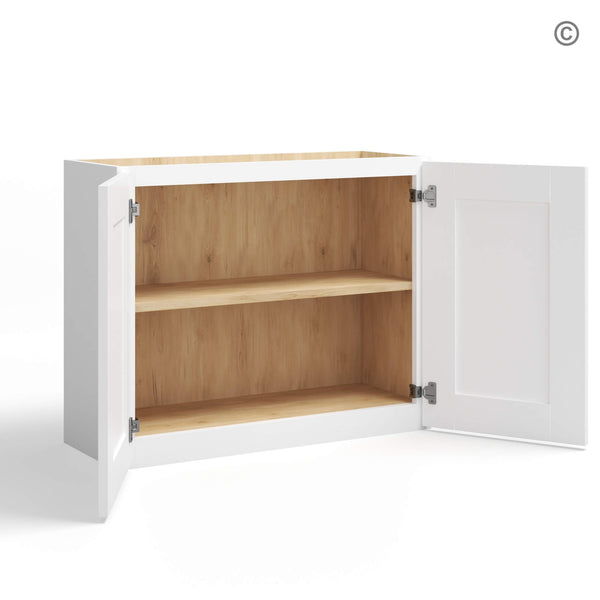 White Shaker 24″ H Double Door Wall Cabinet