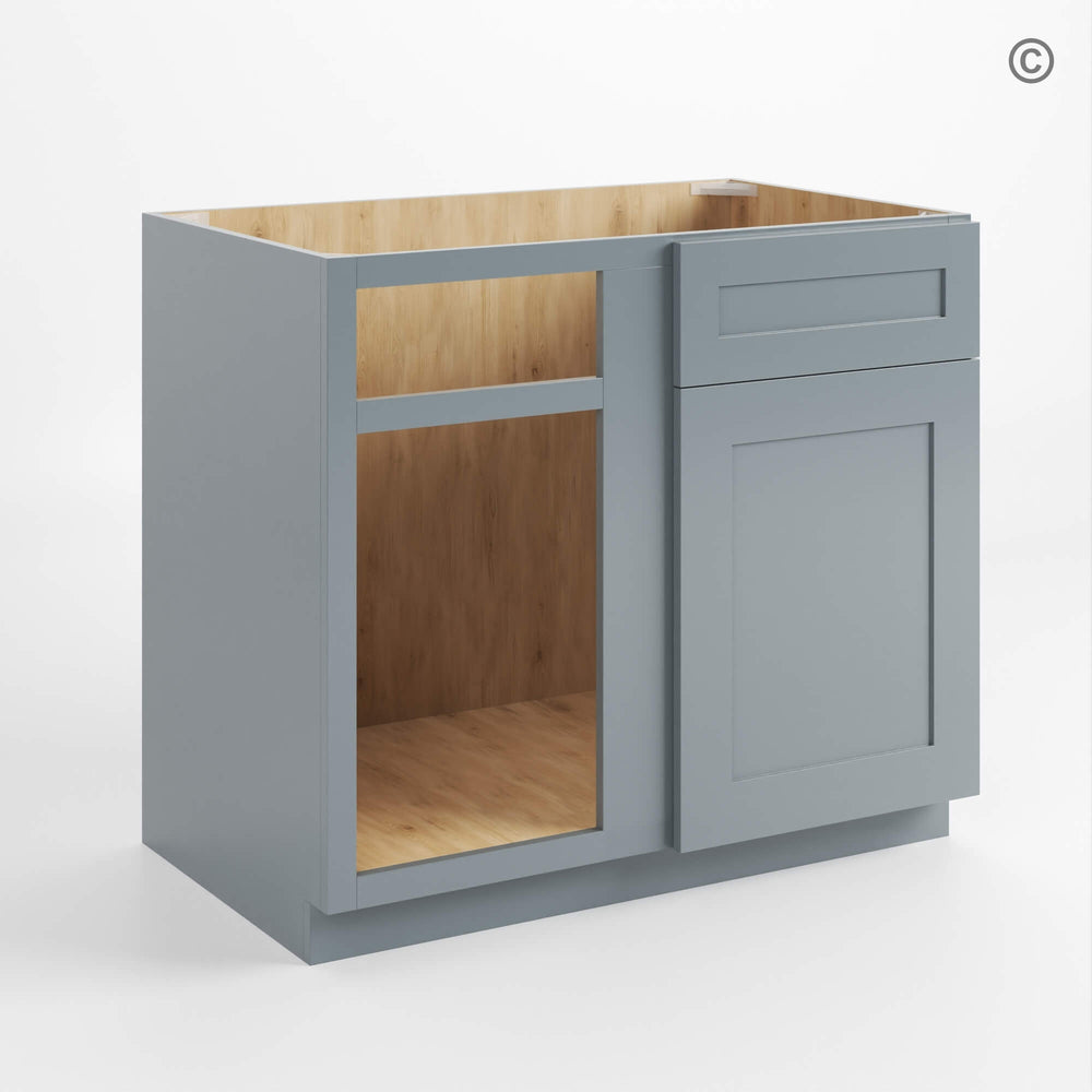 Gray Shaker Blind Corner Base Cabinet (L/R interchangeable)
