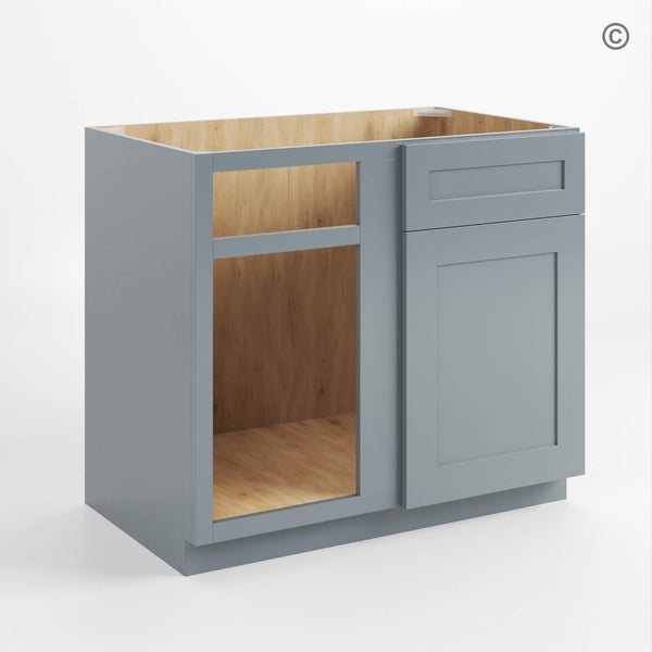 Gray Shaker Blind Corner Base Cabinet (L/R interchangeable)