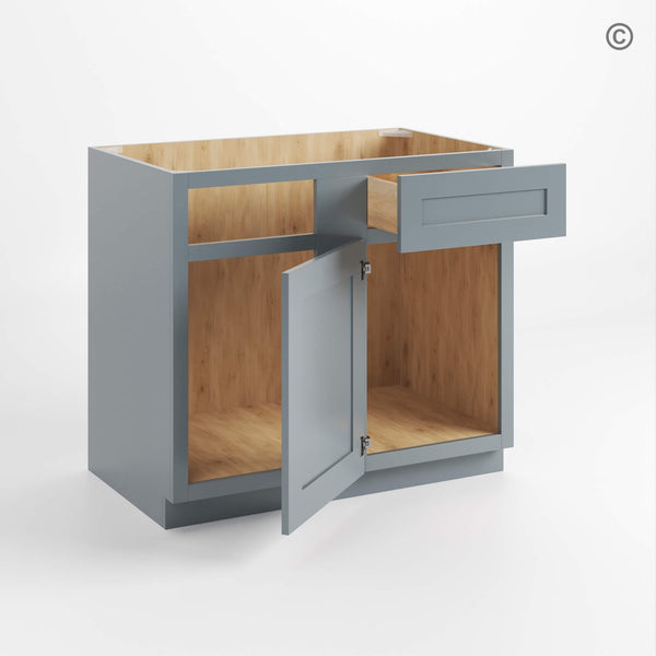 Gray Shaker Blind Corner Base Cabinet (L/R interchangeable)
