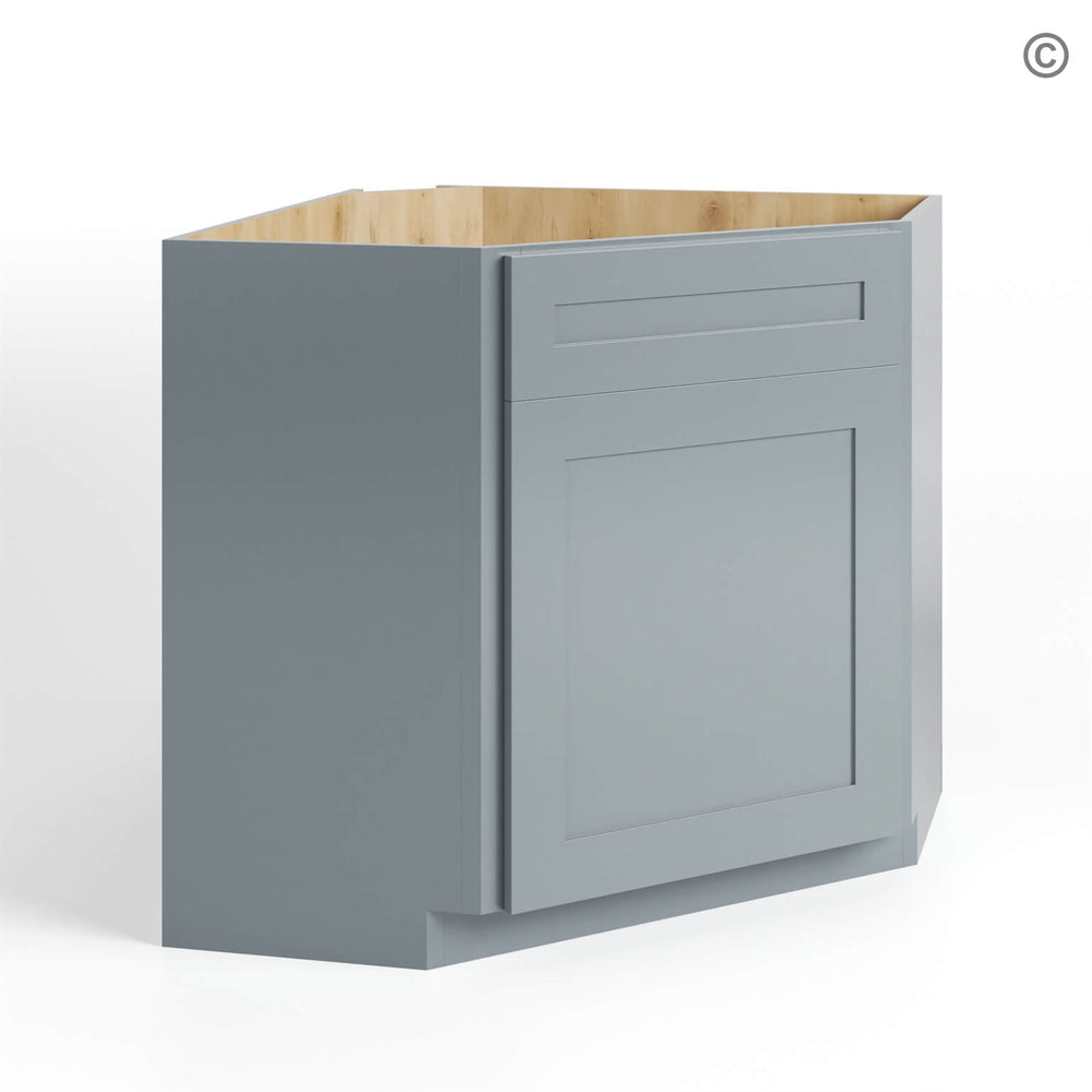 Gray Shaker Corner Sink Base Cabinet