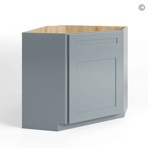 Gray Shaker Corner Sink Base Cabinet