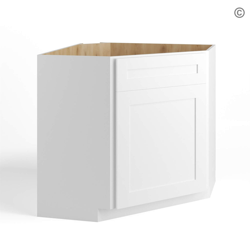White Shaker Corner Sink Base Cabinet