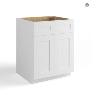 White Shaker Sink Base With Double Doors and False Drawers