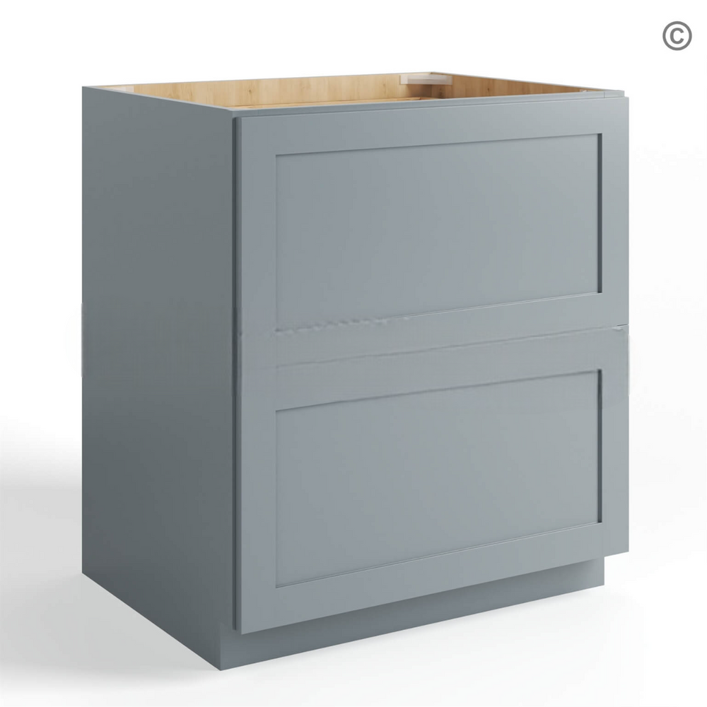 Gray Shaker Two Drawer Base