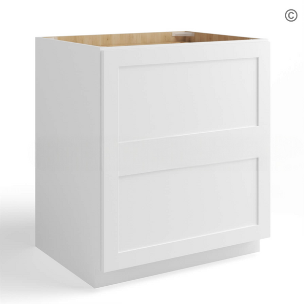 White Shaker Two Drawer Base