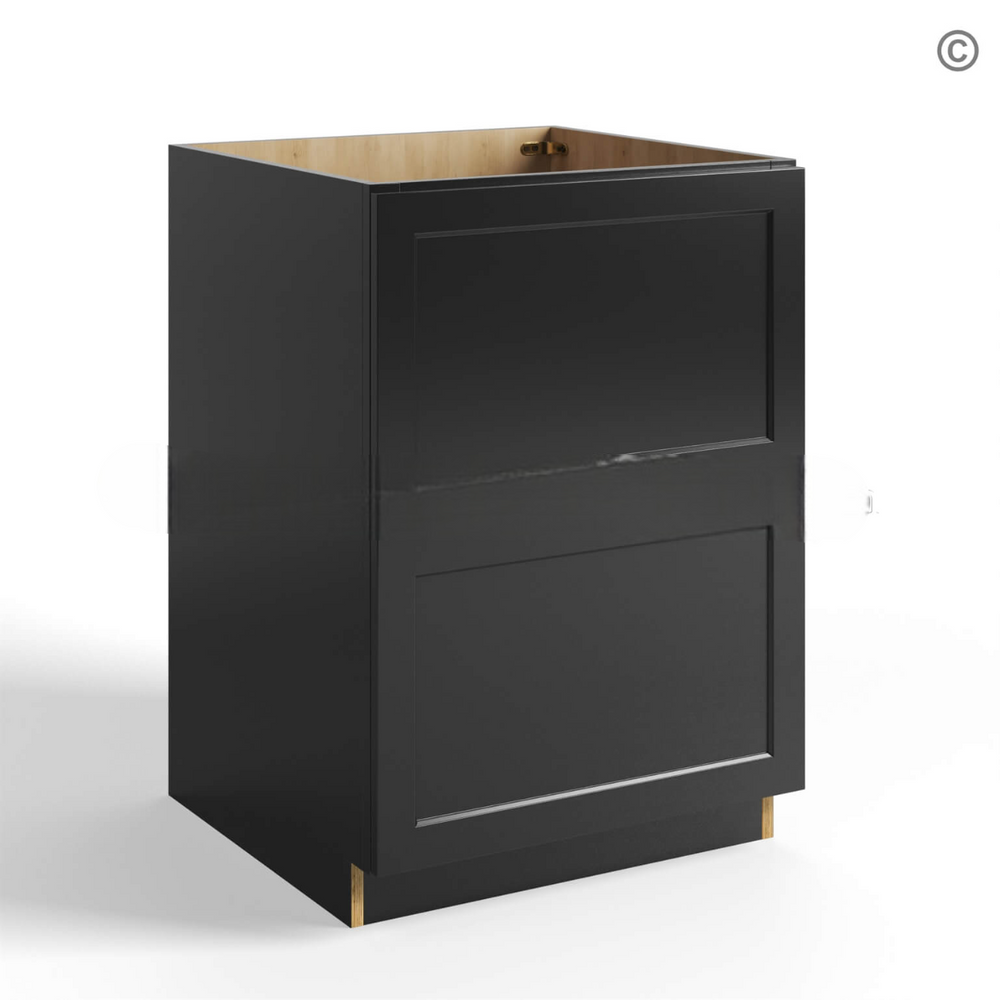 Black Shaker Base Cabinet with 2 Drawers