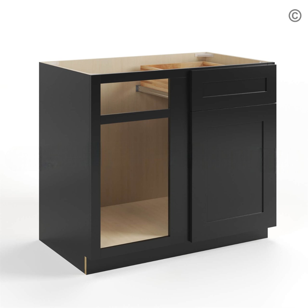 Black Shaker Blind Corner Base Cabinet (L/R interchangeable)