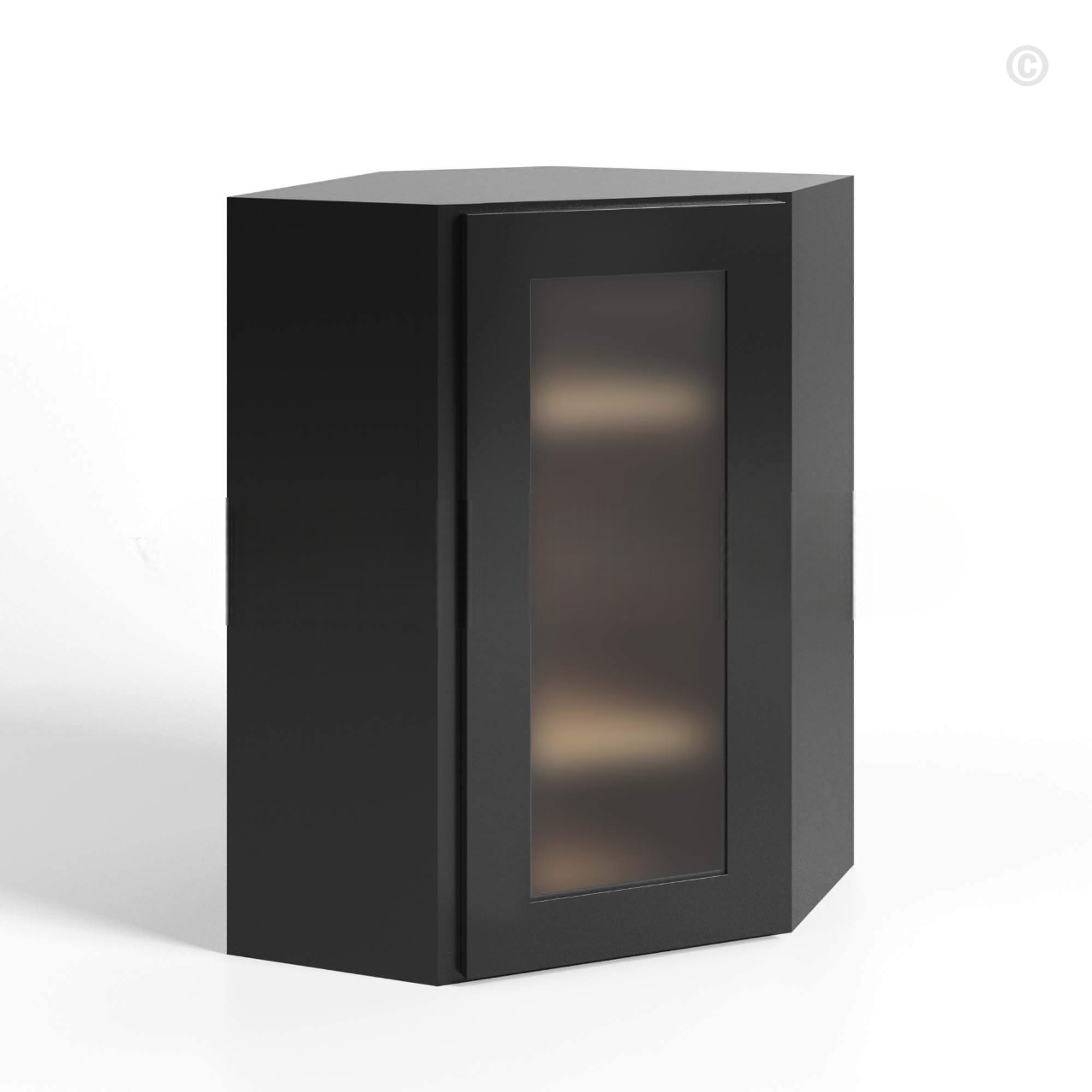 Black Shaker Wall Diagonal Glass Corner