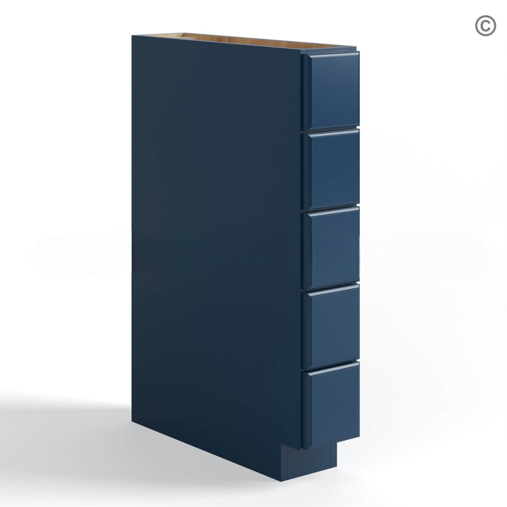 Navy Blue Shaker Base Spice Cabinet with 5 Drawers