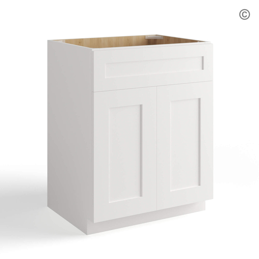 White Shaker Single Vanity Sink Base Cabinet