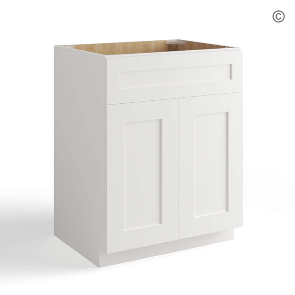 White Shaker Single Vanity Sink Base Cabinet