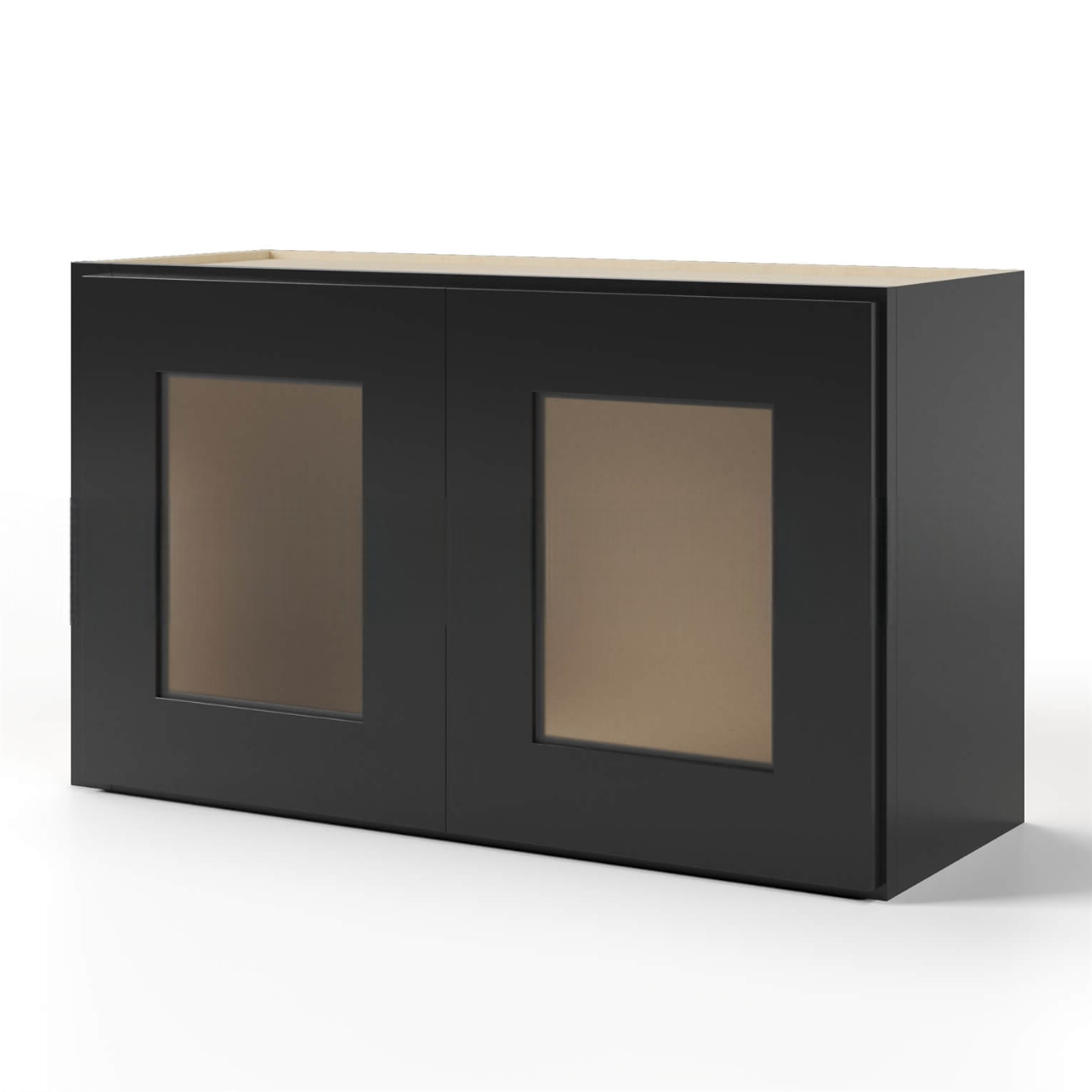 Black Shaker 18″ H Double Door Wall Cabinet With Glass Doors